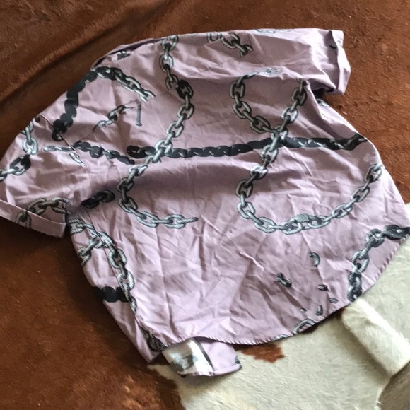 RAISED BY WOLVES CHAINS CAMP SHIRT DUSTY ROSE SMALL - Picture 2 of 2